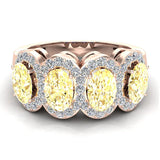 Oval Citrine & Diamond Band Ring 14K Gold - Rose Gold