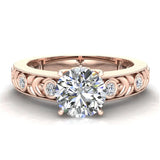 Solitaire Diamond Engagement Ring Women GIA Round Brilliant 18K Gold 1.35 ct G-VS - Rose Gold