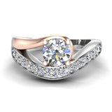 0.80 ct Engagement Ring Round Solitaire Diamond 2-tone 14K Gold SI - Rose Gold