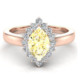 November Birthstone Citrine Marquise 14K Gold Diamond Ring 1.00 cttw - Rose Gold