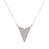 14K Gold Chevron Shape Arrow Pavé set Diamonds Necklace 0.50 Ct-I1 - Rose Gold