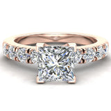 Princess Cut Diamond Engagement Rings for Women GIA Certified 14K Gold - Rose Gold
