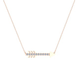 14K Gold Necklace 0.11 ct Diamond Arrow Pendant Glitz Design (I,I1) - Rose Gold