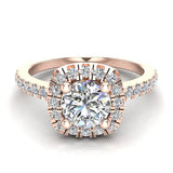 Ravishing Round Cushion Halo Diamond Wedding Ring 1.15 ctw 14K Gold (I,I1) - Rose Gold
