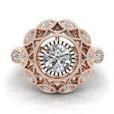 0.92 Carat Vintage Style Filigree Engagement Ring 18K Gold  (G,SI) - Rose Gold