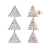 14k Triangle Diamond Chandelier Earrings Waterfall Style 0.95 ct-G,SI - Rose Gold