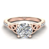 0.90 Carat Art Deco Trinity Knot Solitaire Wedding Ring 14K Gold-G,I1 - Rose Gold