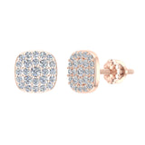 Cushion Cluster Diamond Stud Earrings 0.48 ct 14K Gold-G,SI - Rose Gold