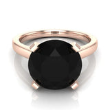 5.00 Ct Black Diamond Solitaire Engagement Ring 4 Prong Setting 10mm 14K Gold - Rose Gold