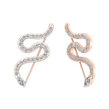 Snake style vines or Ear climber earrings 18K Gold-G,VS - Rose Gold