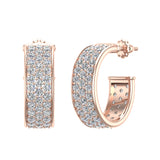 19.41mm Three Row Pave Set Diamond Hoop Earrings 3.00 ct 18K Gold-G,VS - Rose Gold