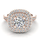 Cushion Halo Diamond Engagement Ring 1.35 cttw 14K Gold-SI - Rose Gold