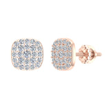 Cushion Cluster Diamond Stud Earrings 0.48 ct 14K Gold-I,I1 - Rose Gold