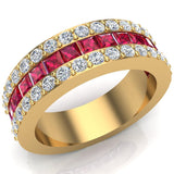 Mens Wedding Rings Ruby Gemstones Rings 14K Gold Diamond Ring 2.97 ct - Yellow Gold