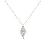 Angel Wing Diamond Necklace for Women 14K Gold Charm L I2 - Rose Gold