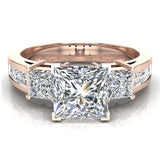 Past Present Future Princess Cut Engagement Ring 1.81 ct 18K Gold-G,SI - Rose Gold