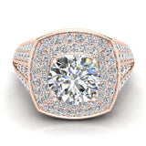 Round Diamond Engagement Rings Tapered Shank 14k Gold GIA 2.17 ct-SI - Rose Gold