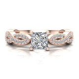 Princess-Cut Solitaire Diamond Braided Shank Engagement Ring 14K Gold (G,SI) - Rose Gold