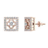 14K Gold Diamond Stud Earrings Square Shape 0.88 carat (G,SI) - Rose Gold