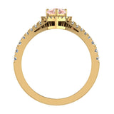 1.75 Ct Pear Cut Pink Morganite Halo Diamond Wedding Ring Set 14K Gold-I,I1 - Yellow Gold