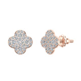Luck Charm Clover Pave Cluster Diamond Stud Earrings 1/2 ct 14K Gold-G,SI - Rose Gold