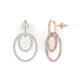 Intertwined Circles Loop Diamond Chandelier Earrings 14K Gold 1.53 ct-G,SI - Rose Gold