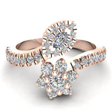 Blooming Flower Plant Bypass Style Diamond Ring 0.65 cttw 14K Gold-I,I1 - Rose Gold