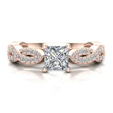 Princess-Cut Solitaire Diamond Braided Shank Engagement Ring 14K Gold (I,I1) - Rose Gold