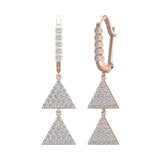 Triangle Diamond Dangle Earrings Dainty Drop Style 14K Gold 0.80 ct-I,I1 - Rose Gold