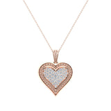 0.56 ct tw Pave-Set Heart Diamonds Necklace 14K Gold (LM,I2) - Rose Gold