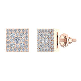 Sharp & Edgy Square Cluster Diamond Earrings 0.53 ctw 14K Gold-G,SI - Rose Gold