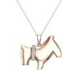 14K Gold Necklace Diamond Dog Pendant 0.10 Carat Total Weight-L,I2 - Rose Gold