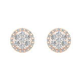 Halo Cluster Diamond Earrings 0.48 ct 14K Gold-I,I1 - Rose Gold