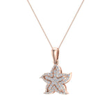 Starfish 14K Gold Necklace Ocean/Beach Jewelry 0.75 Carat-I,I1 - Rose Gold