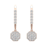 Octagon Diamond Dangle Earrings Drop Style 14K Gold 1.20 ctw-I,I1 - Rose Gold