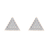 Triangle Shape Pave Diamond Stud Earrings 1/2 ct 18K Gold-G,VS - Rose Gold