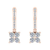 Diamond Cluster Dangle Diamond Earrings 14K Gold (G,SI) - Rose Gold
