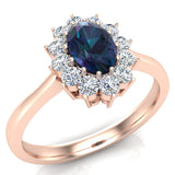 June Birthstone Alexandrite Oval 14K Gold Diamond Ring 0.80 ct tw - Rose Gold