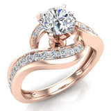1.00 ct Solitaire Diamond Engagement Rings Intertwined Loop 14K Gold-I,I1 - Rose Gold