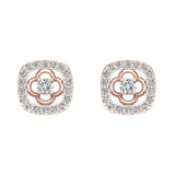 18K Gold Diamond Stud Earrings Cushion Shape 0.67 carat-G,VS - Rose Gold