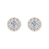 Halo Cluster Diamond Earrings 0.55 ct 14K Gold-I,I1 - Rose Gold
