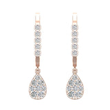 Tear-Drop Diamond Dangle Earrings Dainty Drop Style 14K Gold 0.65 ct-G,SI - Rose Gold