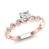 0.70 Ct Milgrain Diamond Engagement Ring for Women Ocean Wave Ripple 14K Gold G SI - Rose Gold