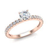 Exquisite French Pave Set Round Diamond Engagement Ring 14K Gold 0.75 ct-I,I1 - Rose Gold