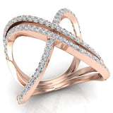 0.75 Ct Multi Row Diamond Cocktail Knuckle Ring 14K Gold (I,I1) - Rose Gold