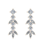 Elegant Stem Leaf Diamond Earrings 14K Gold 3.84 ct-G,SI - Rose Gold