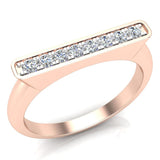 Stacking Bar Ring Diamond Wedding or Anniversary 0.14 ct 14K Gold-I,I1 - Rose Gold