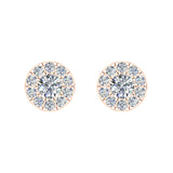Halo Cluster Diamond Earrings 0.55 ct 14K Gold-G,SI - Rose Gold