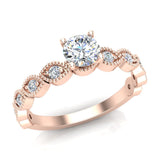 Milgrain Round Diamond Engagement Ring Luscious Marquise Design 18K Gold 0.60 ct-G,VS - Rose Gold
