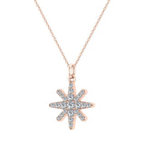 Starburst Charm Necklace Dainty 18K Gold 0.24 ctw (G,SI) - Rose Gold